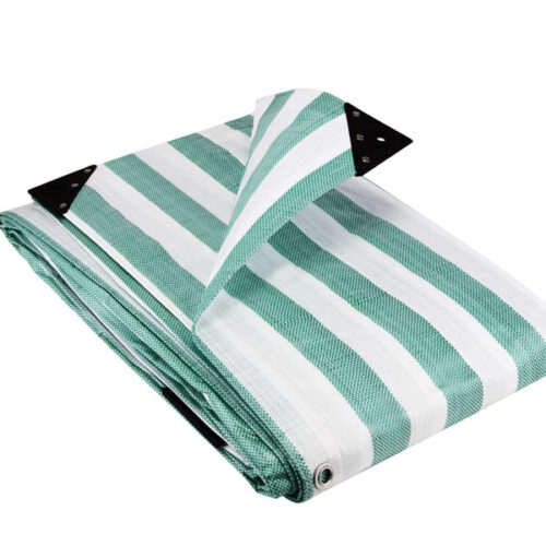 GreenAndWhiteStripedTarpaulins170GSMMarketStallTarpaulins